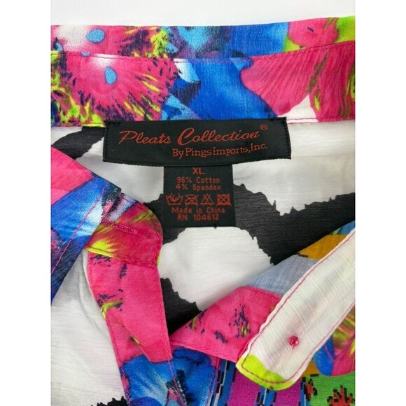 Dopamine Maximalist Abstract Artsy Tunic Color Cotton Pleats Collection Pings XL - Picture 3 of 16
